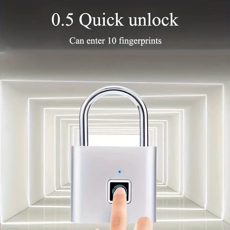 Mini Bloqueo Inteligente con Huella Digital - Sin Llave, Recargable por USB, Bloqueo Antirrobo para Dormitorios y Hogares, Bloqueo de Combinación Duradero y Resistente a Manipulaciones con Acceso por Huella Digital, Diseño Compacto para Viajes y Almacena