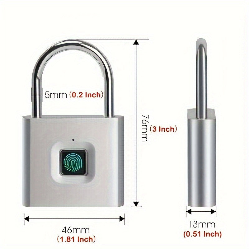 Mini Bloqueo Inteligente con Huella Digital - Sin Llave, Recargable por USB, Bloqueo Antirrobo para Dormitorios y Hogares, Bloqueo de Combinación Duradero y Resistente a Manipulaciones con Acceso por Huella Digital, Diseño Compacto para Viajes y Almacena