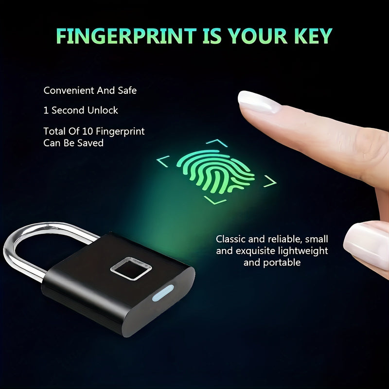 Mini Bloqueo Inteligente con Huella Digital - Sin Llave, Recargable por USB, Bloqueo Antirrobo para Dormitorios y Hogares, Bloqueo de Combinación Duradero y Resistente a Manipulaciones con Acceso por Huella Digital, Diseño Compacto para Viajes y Almacena