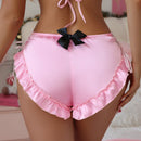 Petitdoll braga de mujer con lazo decorativo, borde de volantes y cordones