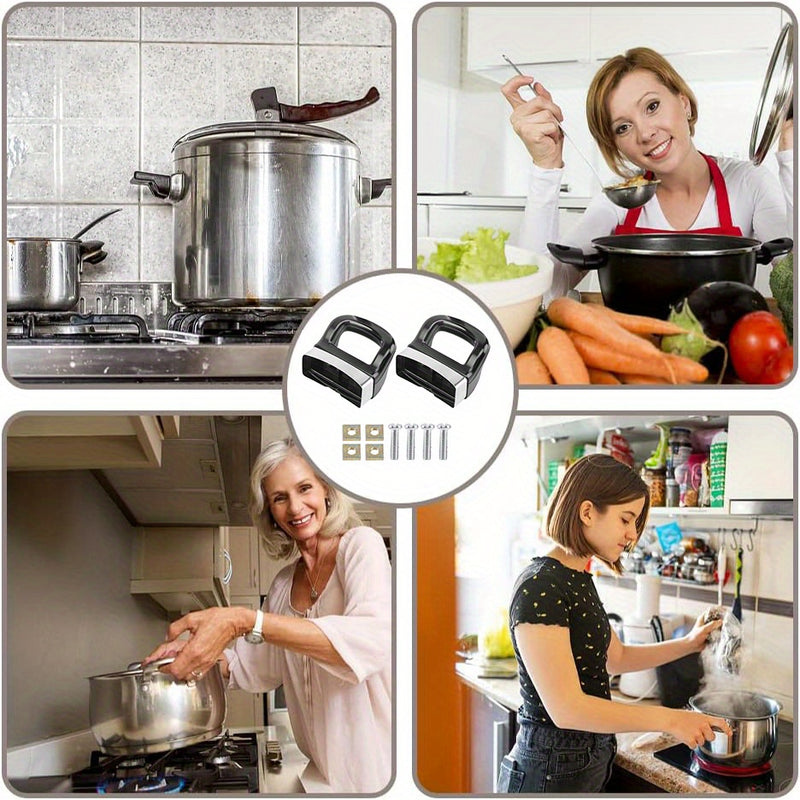 2 juegos de Mango de Soporte Lateral para Cocina, Mango de Oreja para Sartén de Presión, Mango Lateral Universal para Utensilios de Cocina, Mango de Oreja para Olla de Sopa y Olla a Presión, Mango de Reemplazo para Olla, Accesorios para Ollas
