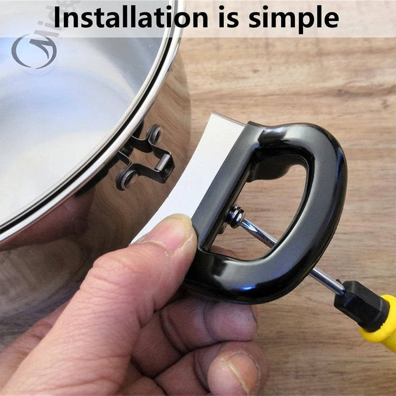 2pcs Asas Laterales Negras para Ollas - Fácil Instalación, Adecuadas para Ollas a Presión y Vaporeras, Incluye Herrajes de Montaje