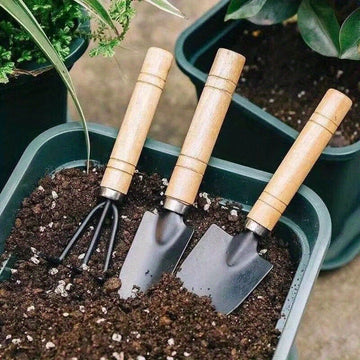 6 Mini Cucharas, Cucharas y Rastrillos Juego de Herramientas de Jardinería Doméstica Mini - Herramientas de Mano de Metal y Madera Duraderas, Cucharas de Macetas de Jardín, Pala de Jardín, Macetas de Mesa, Cucharas de Macetas y Herramientas de Jardinería