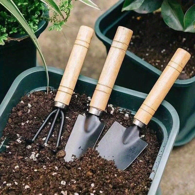 6 Mini Cucharas, Cucharas y Rastrillos Juego de Herramientas de Jardinería Doméstica Mini - Herramientas de Mano de Metal y Madera Duraderas, Cucharas de Macetas de Jardín, Pala de Jardín, Macetas de Mesa, Cucharas de Macetas y Herramientas de Jardinería