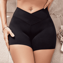 Pantalones cortos casuales comodos y delgados con control de abdomen y talla grande de seguridad para mujeres, negro