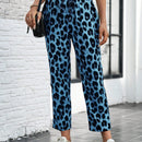 Lune pantalones elegantes de talle alto y largo con estampado de leopardo vintage, de uso casual y para la oficina, con tobillo entallado