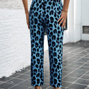Lune pantalones elegantes de talle alto y largo con estampado de leopardo vintage, de uso casual y para la oficina, con tobillo entallado