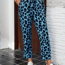 Lune pantalones elegantes de talle alto y largo con estampado de leopardo vintage, de uso casual y para la oficina, con tobillo entallado
