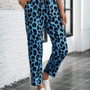 Lune pantalones elegantes de talle alto y largo con estampado de leopardo vintage, de uso casual y para la oficina, con tobillo entallado
