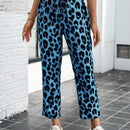 Lune pantalones elegantes de talle alto y largo con estampado de leopardo vintage, de uso casual y para la oficina, con tobillo entallado