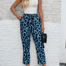 Lune pantalones elegantes de talle alto y largo con estampado de leopardo vintage, de uso casual y para la oficina, con tobillo entallado