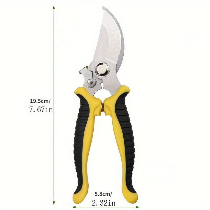Tijeras de poda de jardinería de acero inoxidable - Mango ergonómico antideslizante de goma, herramienta eficiente para cortar ramas | Carga de primavera para un fácil retorno | Esencial para el cuidado del césped y la poda de árboles frutales, podadora