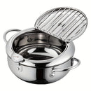 1 pieza, freidora de tempura de gran capacidad con control de aceite, termómetro, tapa y recubrimiento antiadherente - 2,2 litros, diámetro de 6,5" para cocción uniforme - Ideal para freír verduras, carnes y mariscos - Uso en cocina y fiestas, freidora p