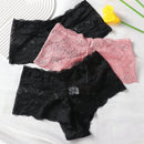 3 piezas tangas de mujer con detalles de encaje, en color liso y transpirables