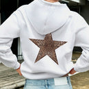 Ezwear sudadera con capucha estandar con estampado de leopardo y grafico de estrella