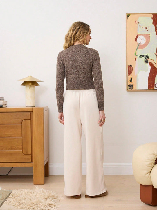 Aralina pantalon ancho estilo chandal con bolsillos y detalles de costura de pinzas