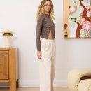 Aralina pantalon ancho estilo chandal con bolsillos y detalles de costura de pinzas