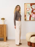 Aralina pantalon ancho estilo chandal con bolsillos y detalles de costura de pinzas