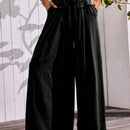 Pantalones de pierna ancha para mujer, uso casual de verano, cintura elastica, pantalones holgados con bolsillos