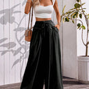 Pantalones de pierna ancha para mujer, uso casual de verano, cintura elastica, pantalones holgados con bolsillos