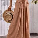 Pantalones de pierna ancha para mujer, uso casual de verano, cintura elastica, pantalones holgados con bolsillos