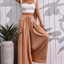 Pantalones de pierna ancha para mujer, uso casual de verano, cintura elastica, pantalones holgados con bolsillos