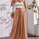 Pantalones de pierna ancha para mujer, uso casual de verano, cintura elastica, pantalones holgados con bolsillos