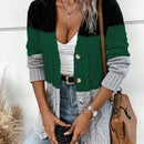 Lune cardigan con parches de colores contrastantes, informal y de moda para uso diario