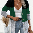 Lune cardigan con parches de colores contrastantes, informal y de moda para uso diario