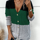 Lune cardigan con parches de colores contrastantes, informal y de moda para uso diario