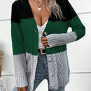 Lune cardigan con parches de colores contrastantes, informal y de moda para uso diario
