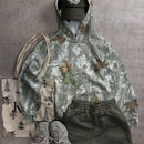 Attitoon sudadera con capucha estampada con camuflaje de ramas de arbol vintage, adecuada para otono/invierno