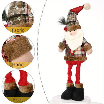 1/3 Nuevo Retro de Navidad Copo de Nieve Tela a Cuadros Telescópica Muñeca Hotel Centro Comercial Decoración Navideña Adornos