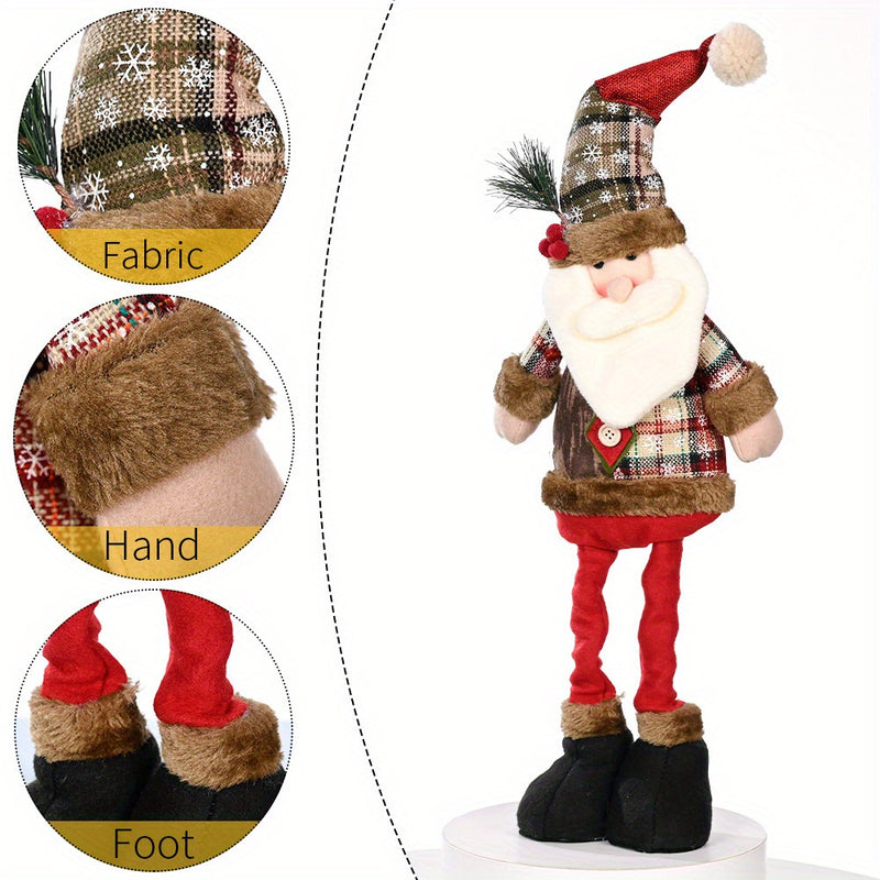 1/3 Nuevo Retro de Navidad Copo de Nieve Tela a Cuadros Telescópica Muñeca Hotel Centro Comercial Decoración Navideña Adornos