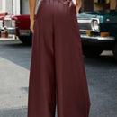 Affinna pantalones anchos de pierna relajada de pu de ankora, pantalones retro de estilo americano de alta calidad y suave para mujeres de moda