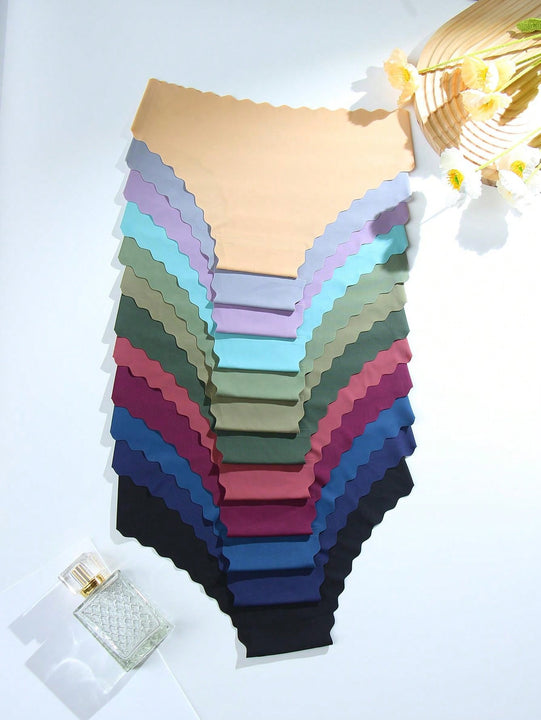 Conjunto de 12 piezas de ropa interior tipo bikini ondulada sin rastros, calzoncillos con forma de abanico, suaves y comodos, ropa interior para damas sexy de cintura baja que no se marca en la bottom