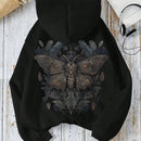 Lune sudadera casual holgada con capucha, de manga larga, con estampado de mariposas, y cordon de ajuste para mujer, apta para otono/invierno