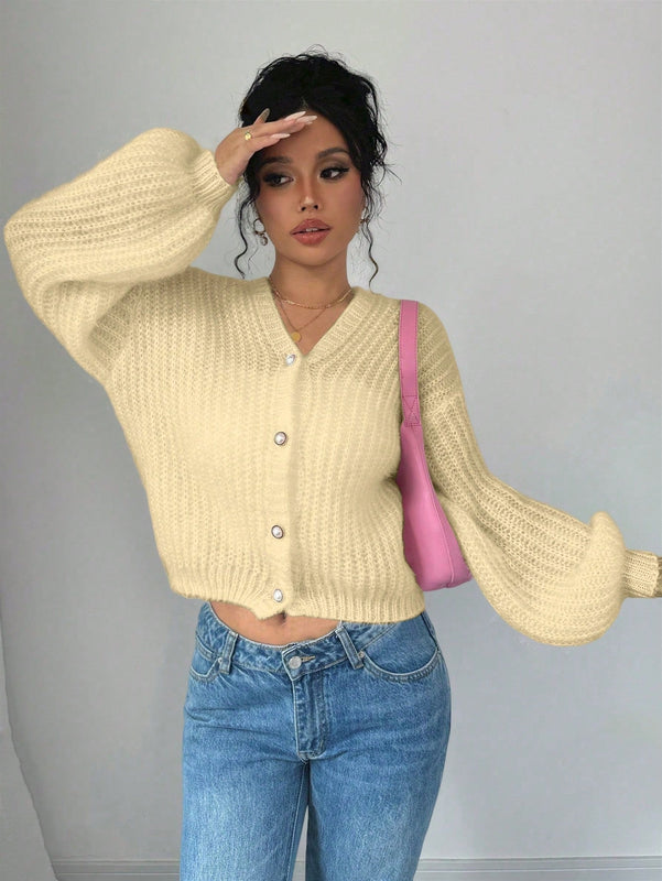 Essnce cardigan holgado y tejido suelto, manga larga informal para otono/invierno