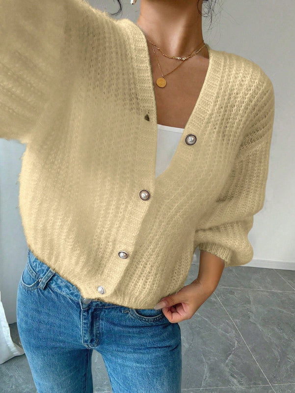 Essnce cardigan holgado y tejido suelto, manga larga informal para otono/invierno