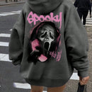 Ezwear sudadera informal tipo streetwear con lema, con corte holgado, estampado negro y rosa, para mujer, otono invierno