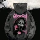 Ezwear sudadera informal tipo streetwear con lema, con corte holgado, estampado negro y rosa, para mujer, otono invierno