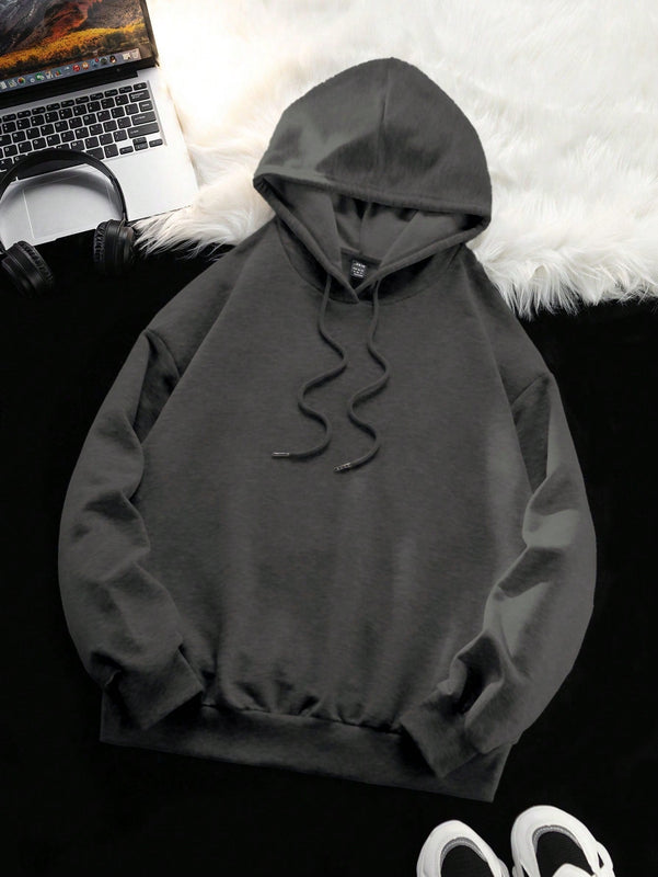 Ezwear sudadera informal tipo streetwear con lema, con corte holgado, estampado negro y rosa, para mujer, otono invierno