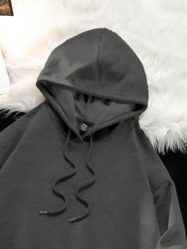 Ezwear sudadera informal tipo streetwear con lema, con corte holgado, estampado negro y rosa, para mujer, otono invierno