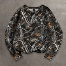 Ezwear sudadera holgada de cuello redondo de manga larga con patron de hojas de arce y ramas para mujer, adecuada para otono/invierno