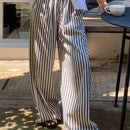 Dazy pantalones casuales informales de pierna ancha con cintura con cordon a rayas para mujer