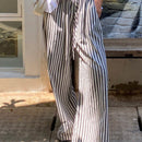 Dazy pantalones casuales informales de pierna ancha con cintura con cordon a rayas para mujer