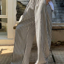 Dazy pantalones casuales informales de pierna ancha con cintura con cordon a rayas para mujer