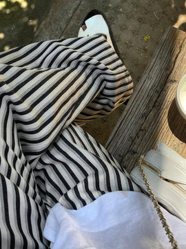 Dazy pantalones casuales informales de pierna ancha con cintura con cordon a rayas para mujer