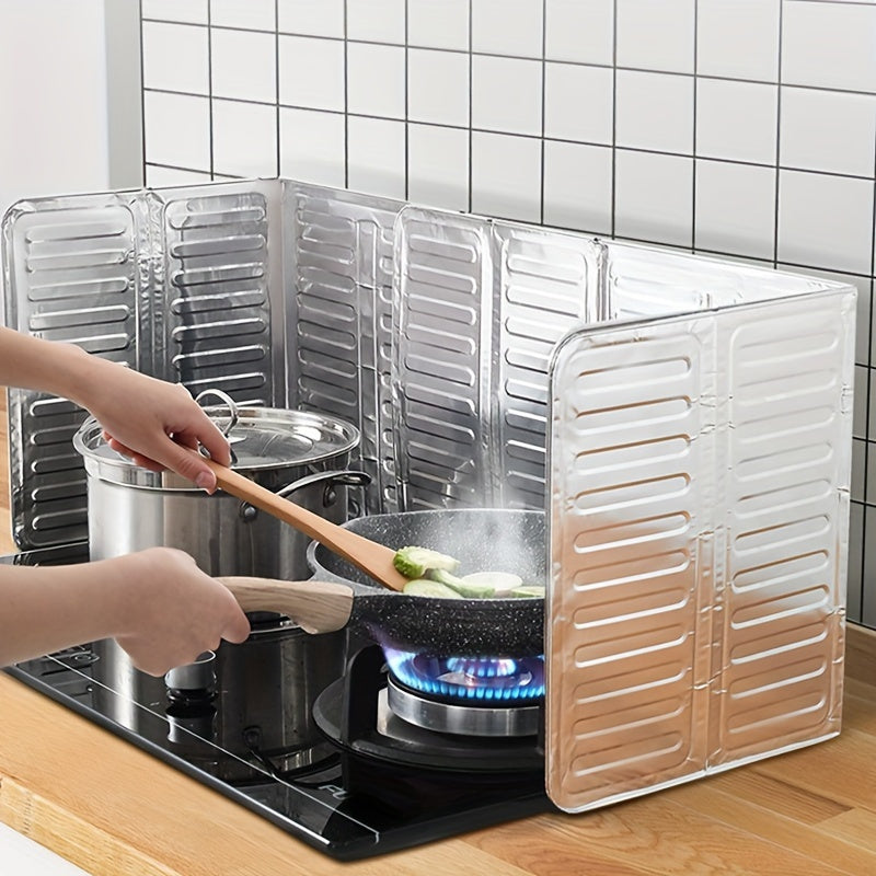 2 Piezas de Protector Antisalpicaduras de Aluminio para Cocina - Resistente al Calor y a Prueba de Aceite, Adecuado para Estufas de Gas e Inducción, Escudo Anti-Salpicaduras No Comestible, Barrera de Aceites para Cocinar, Protector de Encimera Doméstico