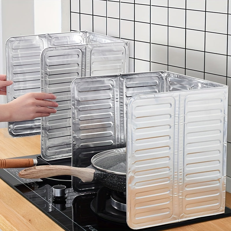2 Piezas de Protector Antisalpicaduras de Aluminio para Cocina - Resistente al Calor y a Prueba de Aceite, Adecuado para Estufas de Gas e Inducción, Escudo Anti-Salpicaduras No Comestible, Barrera de Aceites para Cocinar, Protector de Encimera Doméstico